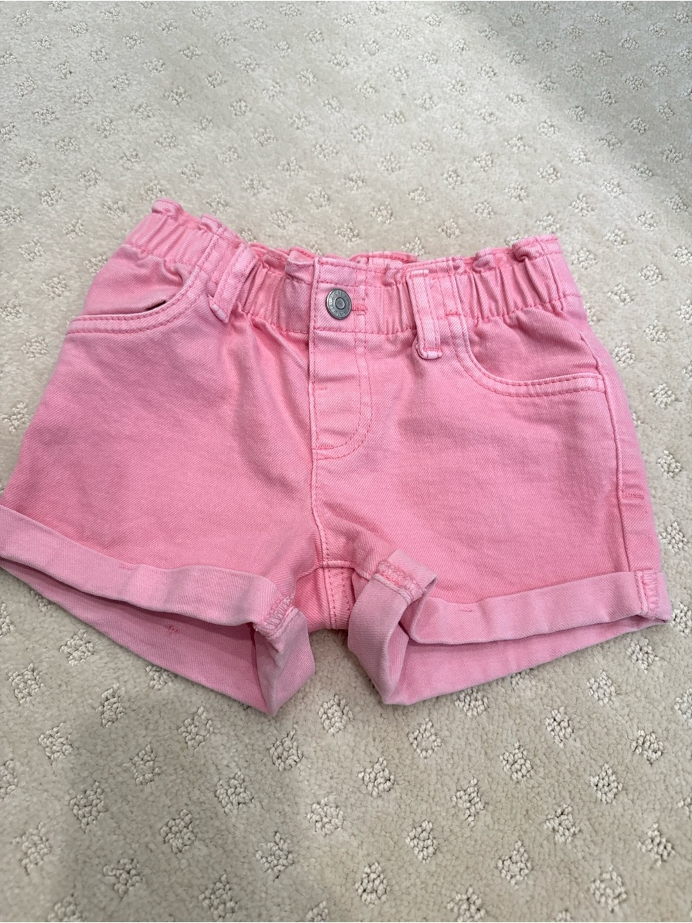 Cat & Jack Pink Denim Shorts Girls 4T Rolled Cuff Stretch Summer Shorts